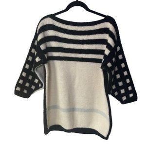 Vintage 100% Oversized Sweater Cream Black Size L